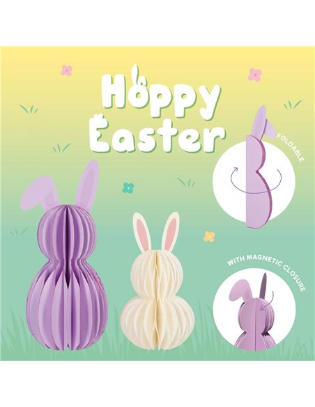 Set de 2 Petits Lapins Pliables en Papier - Hoppy Easter- BUNNY - pâques 2026 - LEGAMI