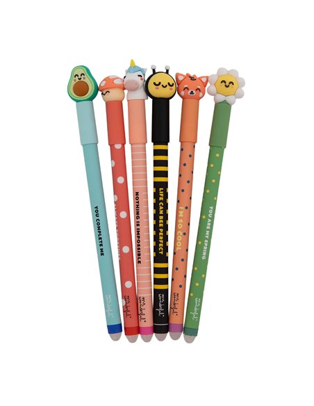 Set de 6 stylos effaçables Bo-Bo - Animaux - Mr Wonderful