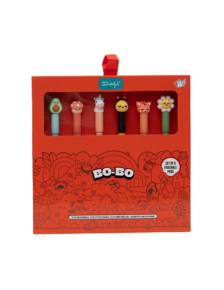 Set de 6 stylos effaçables Bo-Bo - Animaux - Mr Wonderful