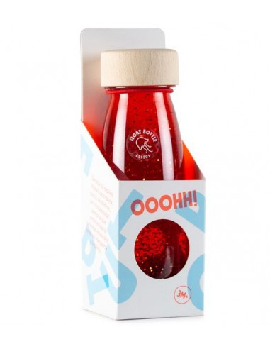 Bouteille sensorielle liquide rouge et paillettes