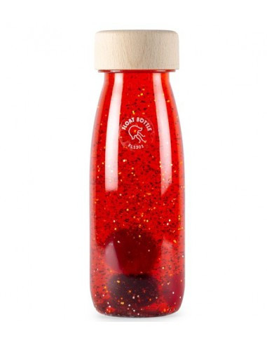 Bouteille sensorielle liquide rouge et paillettes