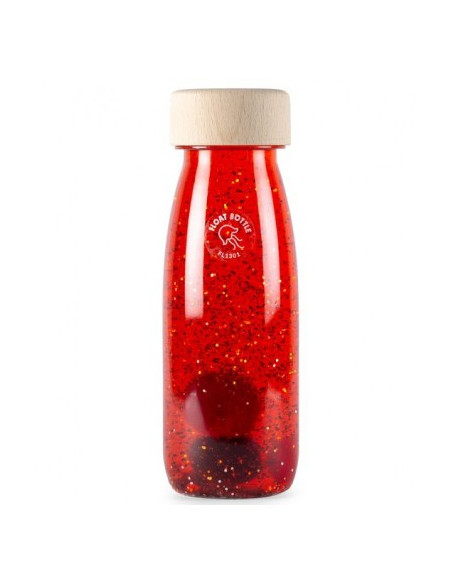 Bouteille sensorielle liquide rouge et paillettes