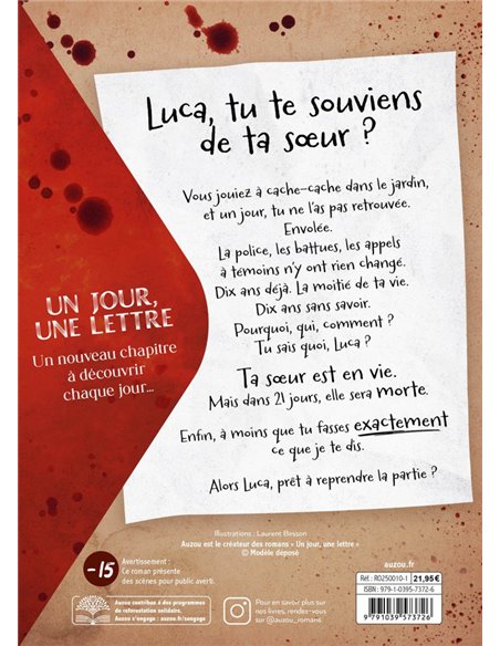 UN JOUR, UNE LETTRE - 21 JOURS EN ENFER - Auzou