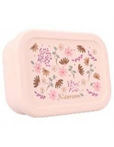 Lunch box silicone fleurs rose