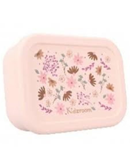 Lunch box silicone fleurs rose