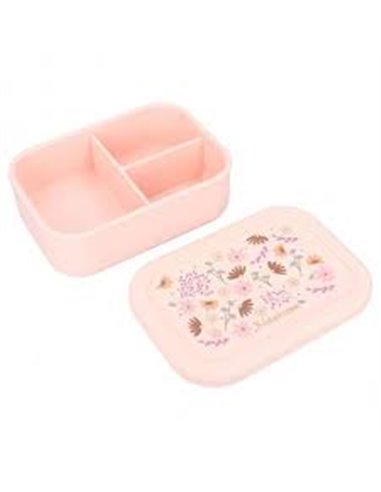 Lunch box silicone fleurs rose