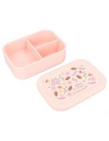 Lunch box silicone fleurs rose
