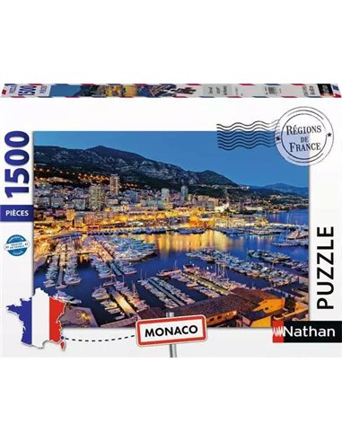 Nathan puzzle 1500 p - Une nuit au port de Monaco (Collection Régions de France)