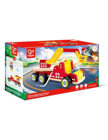 Camion de pompiers son et lumière en bois - Hape