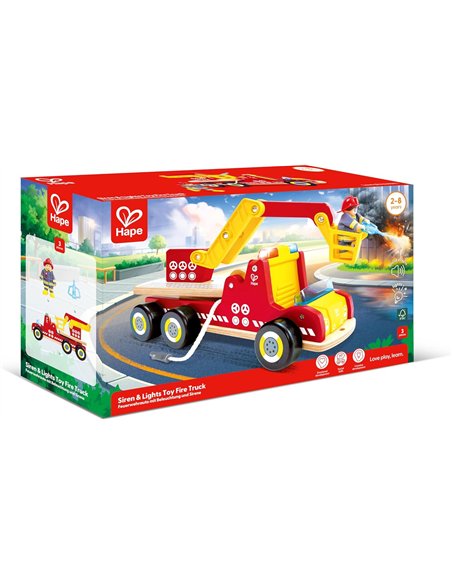 Camion de pompiers son et lumière en bois - Hape