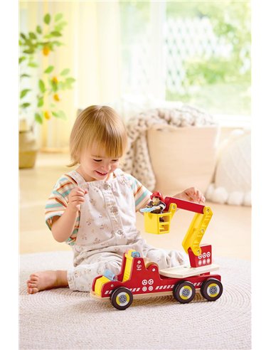 Camion de pompiers son et lumière en bois - Hape
