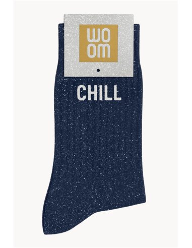 Chaussettes à Paillettes à Message "Chill"-Marine - Woom