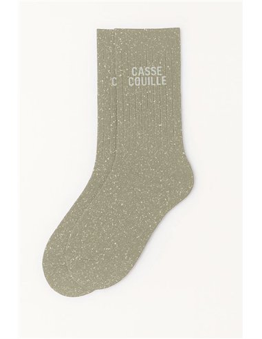 Chaussettes à Paillettes à Message"Casse-Couille" - Beige - Woom