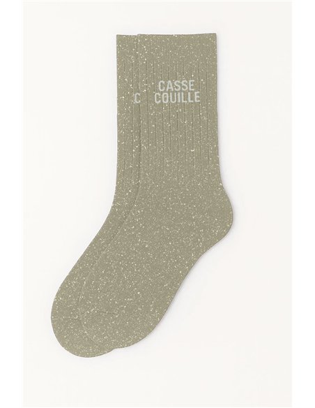 Chaussettes à Paillettes à Message"Casse-Couille" - Beige - Woom