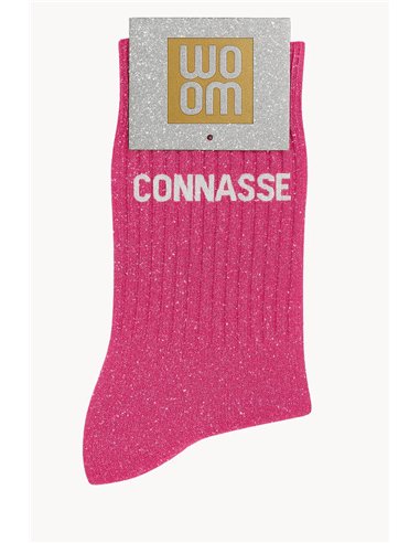 Chaussettes à Paillettes à Message "Connasse"- Rose Fuschia - woom