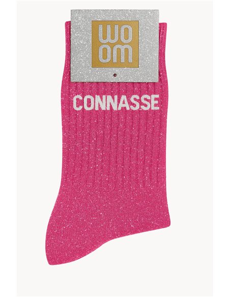 Chaussettes à Paillettes à Message "Connasse"- Rose Fuschia - woom