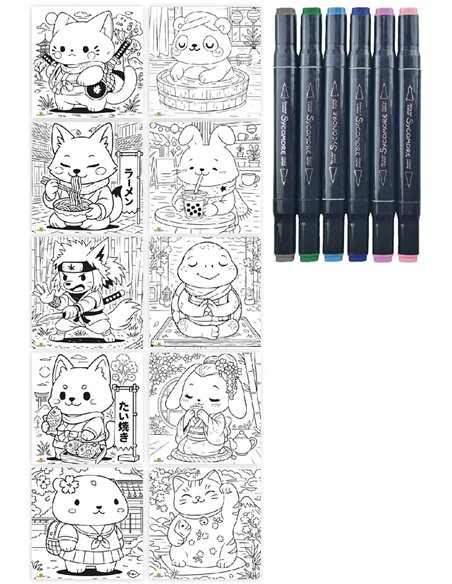 Atelier Manga Layout Marqueurs Animaux Kawaii S - Sycomore