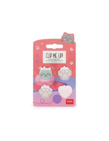 Set de 4 Mini Barrettes à Cheveux Kitty - Clip me up! - Legami