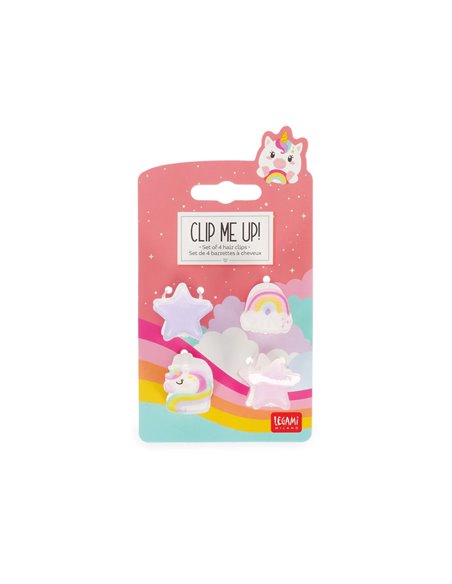 Set de 4 Mini Barrettes à Cheveux Unicorn - Clip me up! - Licorne - Legami