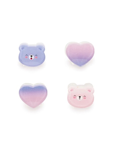 Set de 4 Mini Barrettes à Cheveux Teddy - Clip me up! - Legami