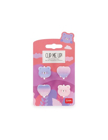 Set de 4 Mini Barrettes à Cheveux Teddy - Clip me up! - Legami