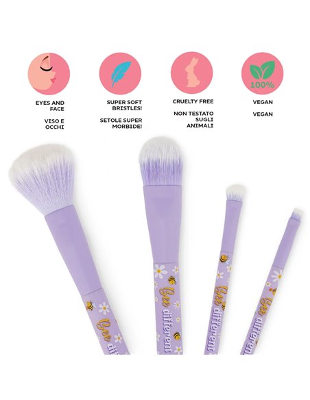 Set de 4 Pinceaux de Maquillage Bee - Oh My Glow! - Legami