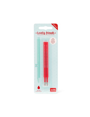 Set de 2 Recharges pour Stylo à Encre Gel - Lovely Friends - rouge - LEGAMI