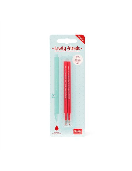 Set de 2 Recharges pour Stylo à Encre Gel - Lovely Friends - rouge - LEGAMI