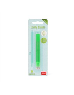 Set de 2 Recharges pour Stylo à Encre Gel - Lovely Friends - vert néon - LEGAMI 2