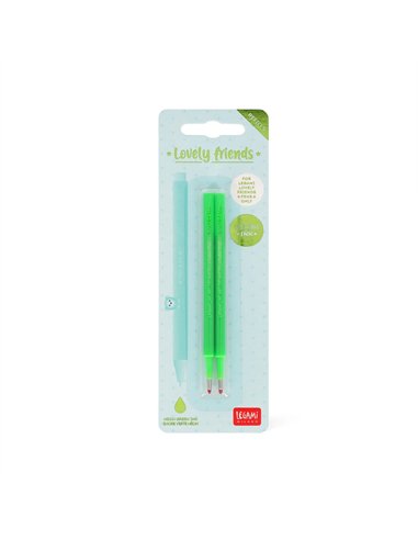 Set de 2 Recharges pour Stylo à Encre Gel - Lovely Friends - vert néon - LEGAMI