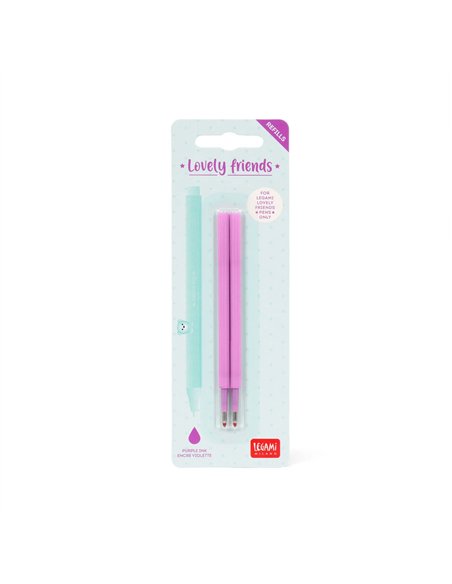 Set de 2 Recharges pour Stylo à Encre Gel - Lovely Friends - violet - LEGAMI