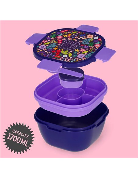 Boîte Repas 1700 ml - Flowers- Lunch Box - LEGAMI