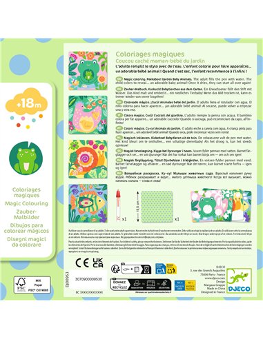 Coloriages magiques - Coucou caché maman-bébé du jardin - DJECO