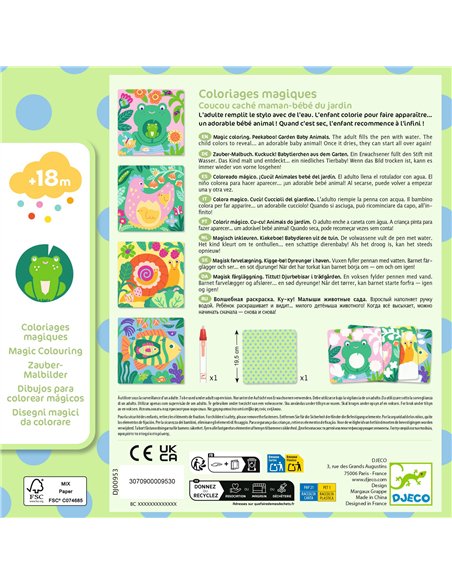Coloriages magiques - Coucou caché maman-bébé du jardin - DJECO