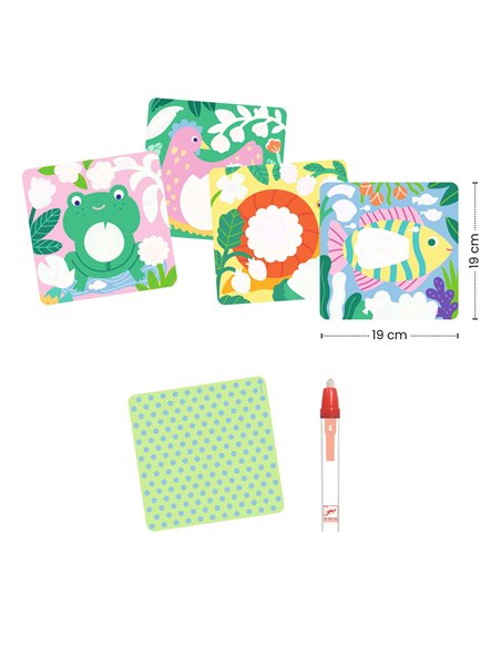Coloriages magiques - Coucou caché maman-bébé du jardin - DJECO