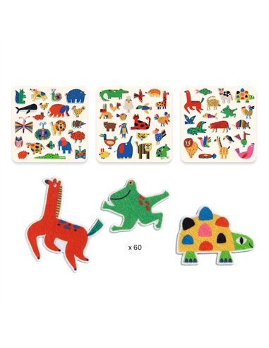 60 gommettes en feutrine - Des animaux partout ! Djeco