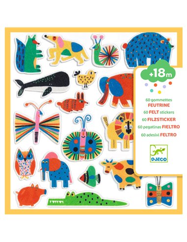 60 gommettes en feutrine - Des animaux partout ! Djeco