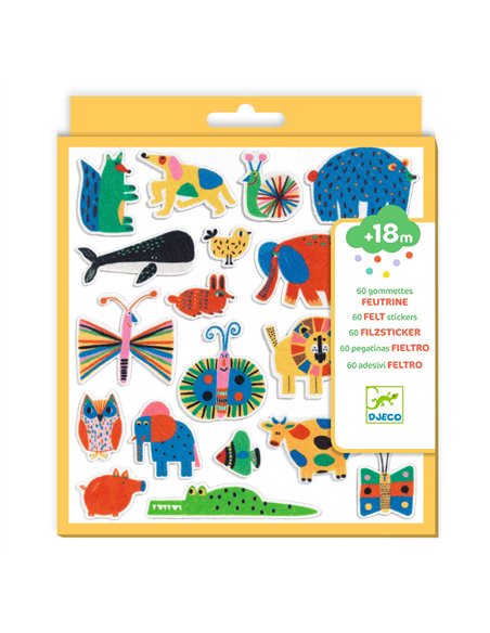 60 gommettes en feutrine - Des animaux partout ! Djeco