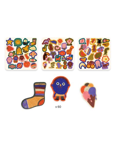 60 gommettes en feutrine - Les rigolos ! Djeco