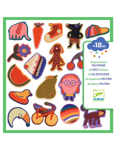 60 gommettes en feutrine - Les rigolos ! Djeco