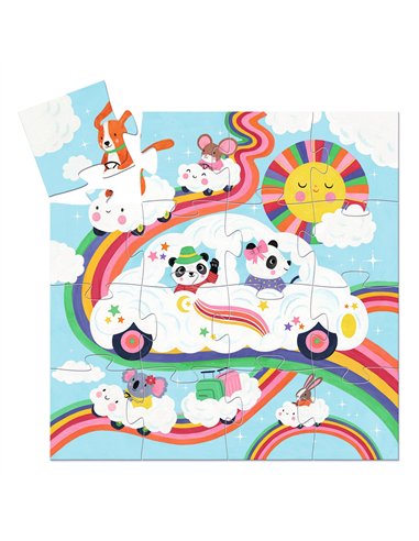Puzzle silhouette Voiture nuage - 16 pcs - Djeco