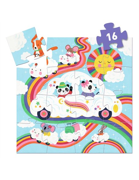Puzzle silhouette Voiture nuage - 16 pcs - Djeco