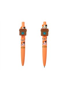 Stylo Pop-Up chat blanc et orange - itotal