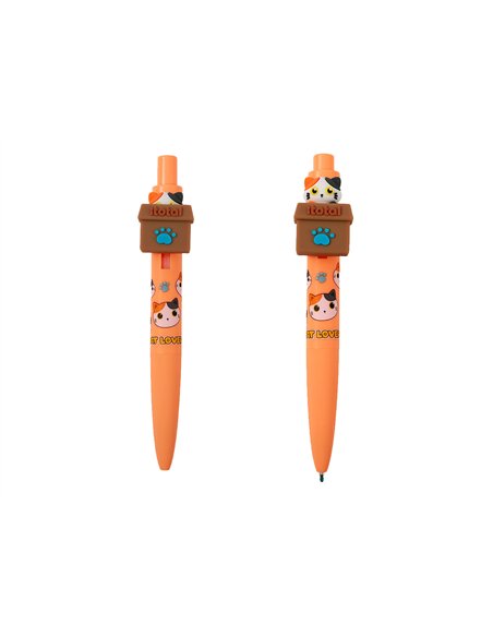 Stylo Pop-Up chat blanc et orange - itotal