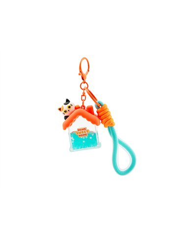 Porte clés maison chat blanc et orange - itotal