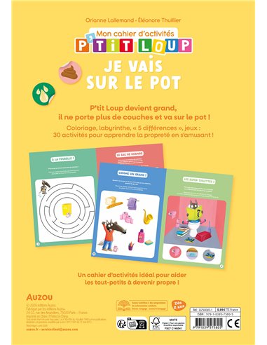 P'TIT LOUP - MON CAHIER D'ACTIVITÉS - JE VAIS SUR LE POT - Auzou