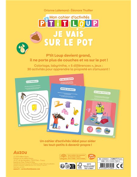 P'TIT LOUP - MON CAHIER D'ACTIVITÉS - JE VAIS SUR LE POT - Auzou