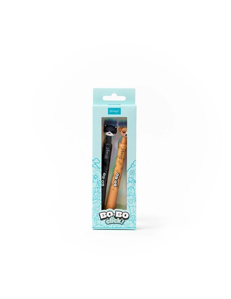 Set de 2 stylos effaçables Bo-Bo Click ! - Chat et Chien - MR WONDERFUL