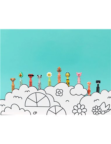 Set de 2 stylos effaçables Bo-Bo Click! - Champignon et Cochon - MR WONDERFUL