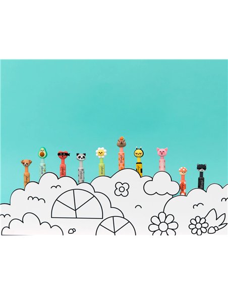 Set de 2 stylos effaçables Bo-Bo Click! - Champignon et Cochon - MR WONDERFUL